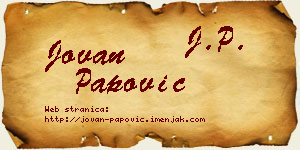 Jovan Papović vizit kartica